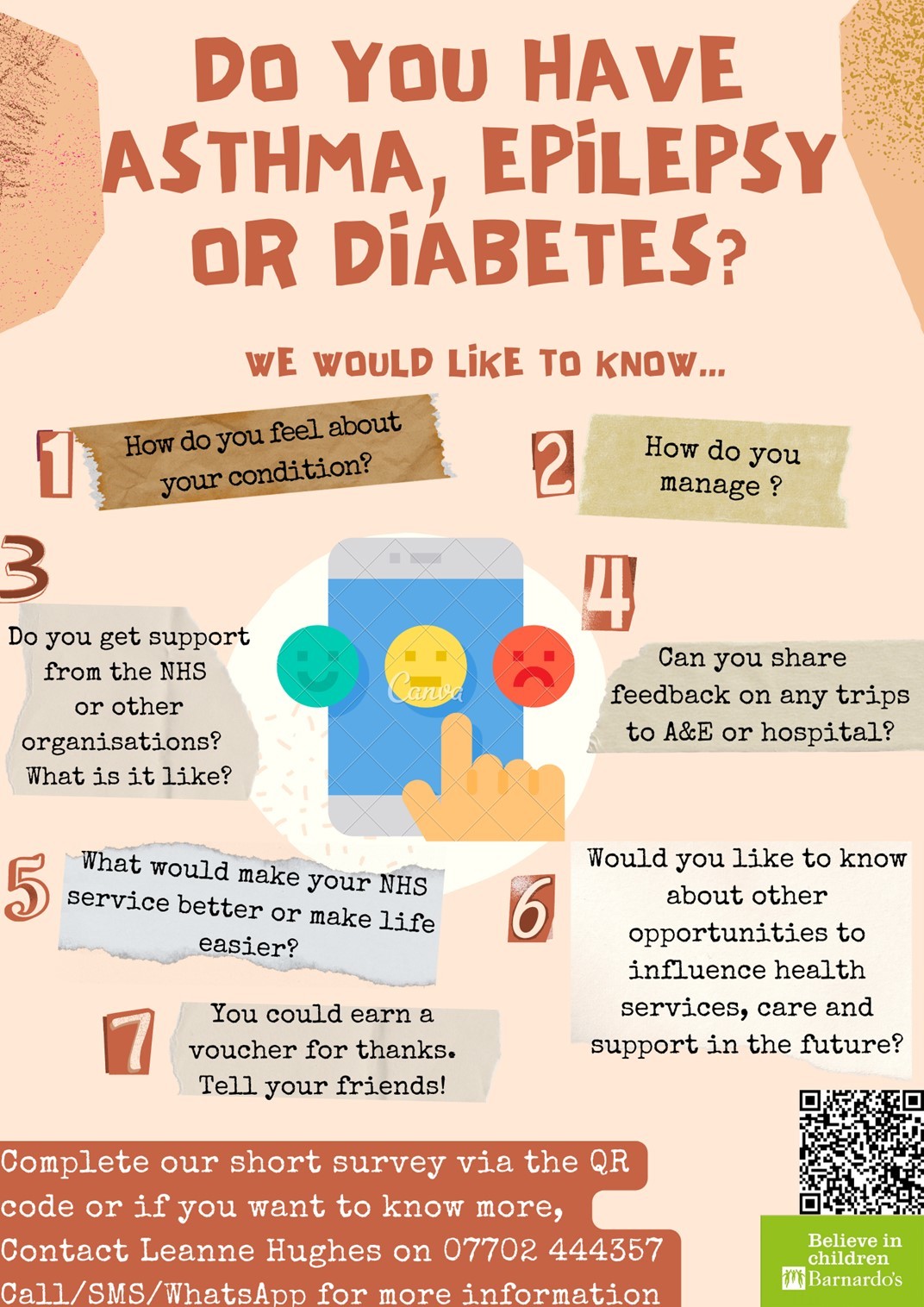 Barnardo’s Children & Young People Health Engagement Project; Asthma, diabetes and epilepsy survey poster