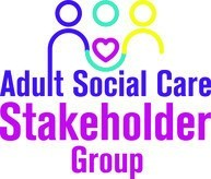 Adult Social Care Stakeholder Group logo. 3 people with a heart in the middle.