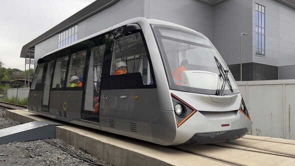 Coventry Very Light Rail Vehicle at the Very Light Rail National Innovation Centre in Dudley