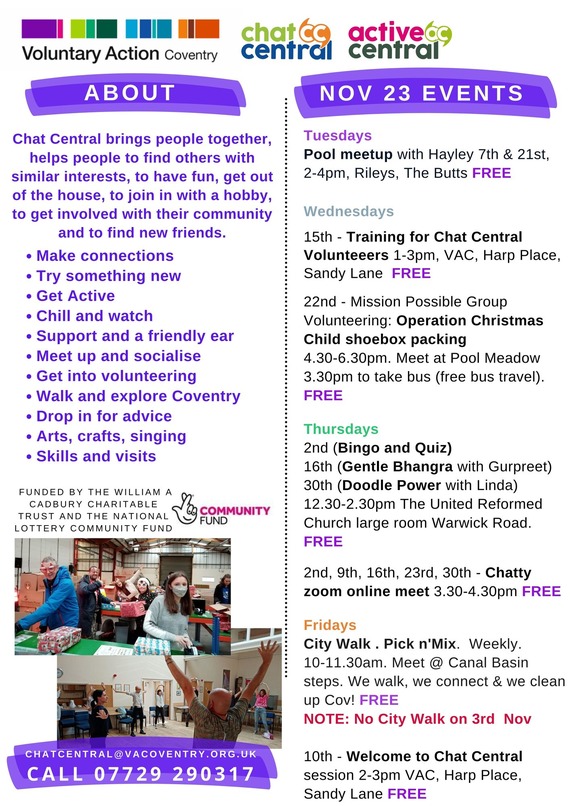 Chat Central events poster 