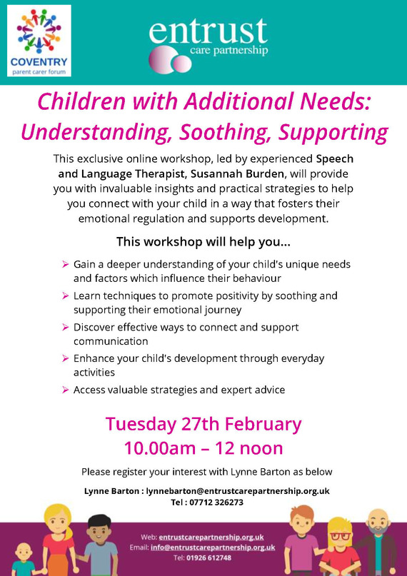 entrust - 'Children with additional needs: Understanding, soothing, supporting' poster