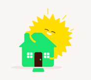 Sun hugging a house