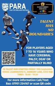 FA PARA Football Talent club poster