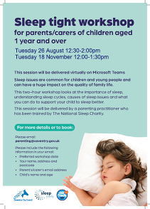 'Sleep Tight' Workshops Autumn 25