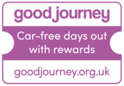 A travel ticket with "Good journey. Car free days out with rewards" 