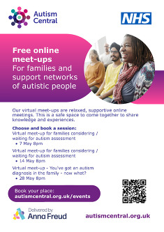 Autism Central: Virtual Meet up poster May 2026