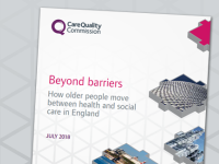 Beyond barriers: how older people move between health and care in England (report cover)