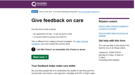 feedback on care form