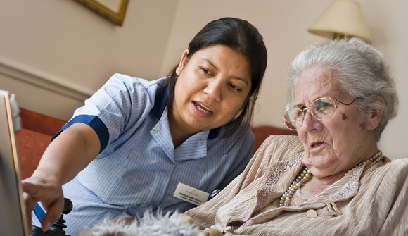 care worker and resident
