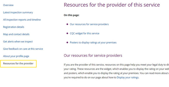 Provider resource section