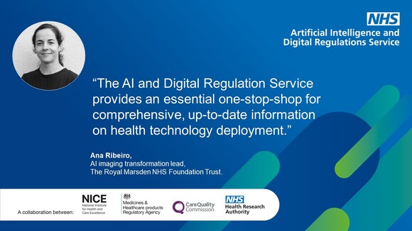 Content card containing a pull-quote from Ana Ribeiro, AI imaging transformation lead, The Royal Marsden NHS Foundation Trust