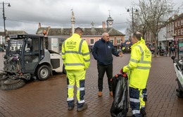Cllr Mark Fryer with a street clean team in Carlisle