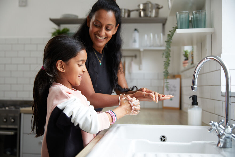 Mum and daughter at home