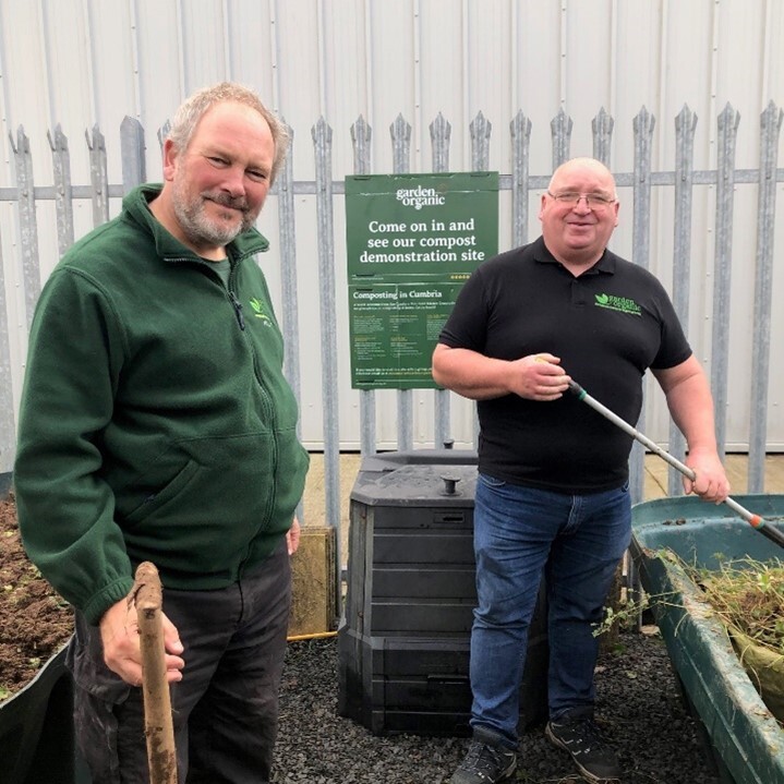 Master Composters Jonathan and Tony at the Millom Network Centre CDS.