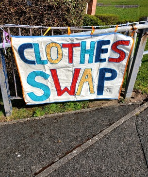 Clothes swap sign 