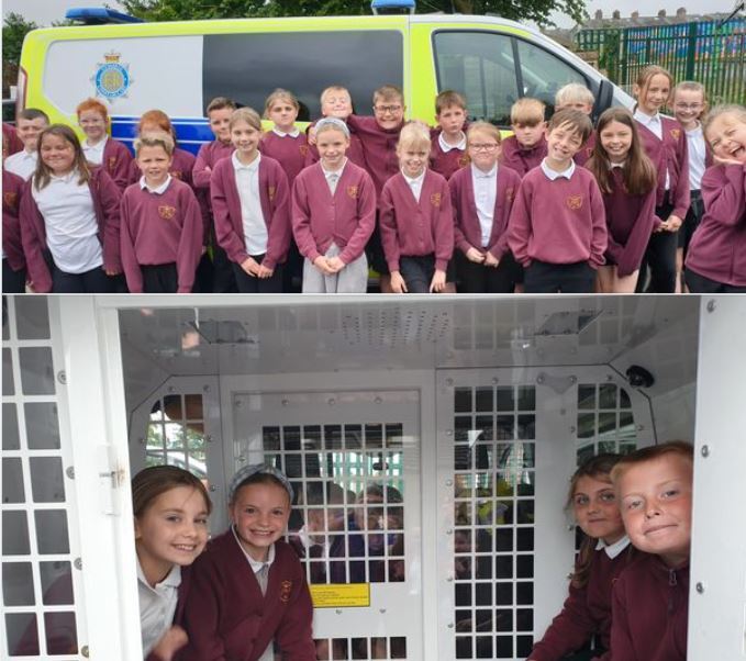 Richmond Hill School Aspatria with the mini police