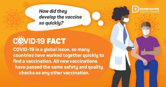 covid fact poster explaining that covid vaccines are tested just as all vaccines are