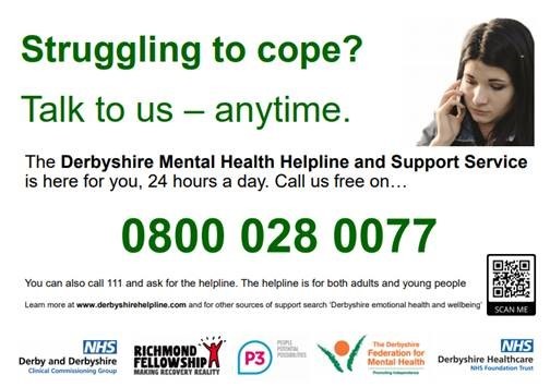 Derbyshire MH Helpline poster 1