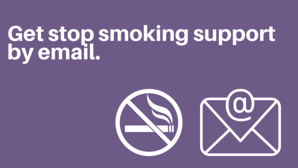 email and stop smoking icon on purple backgroun