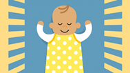 Baby in cot illustration - acknowledge Lullaby Trust