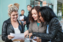 Students receiving their exam results