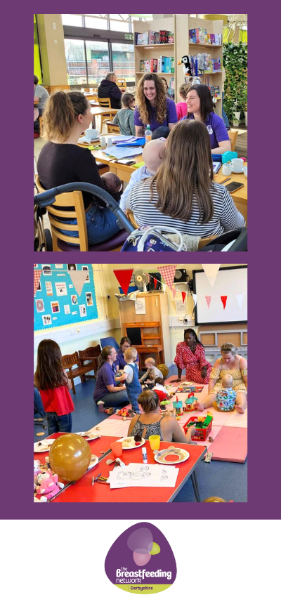 Promotional Graphic - The Breastfeeding Network - Derbyshire - mothers with children talking to one another