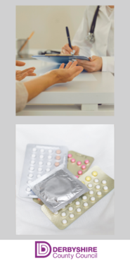 Sexual health promotional graphic - form filling and contraception