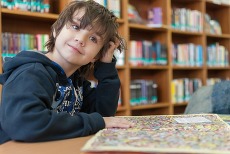 Image of child in library