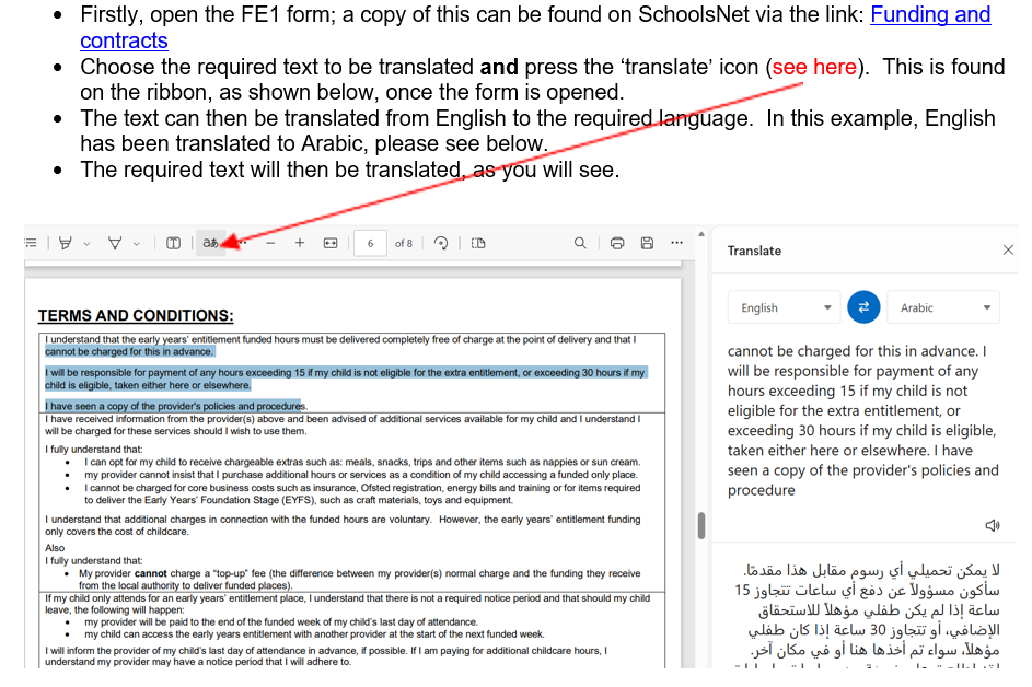 Translating Text to another language 