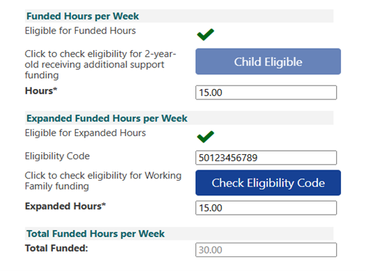 Funded and Expanded Weekly Funded Hours Example