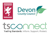 Devon County Council, Somerset County Council and TSconnect logos