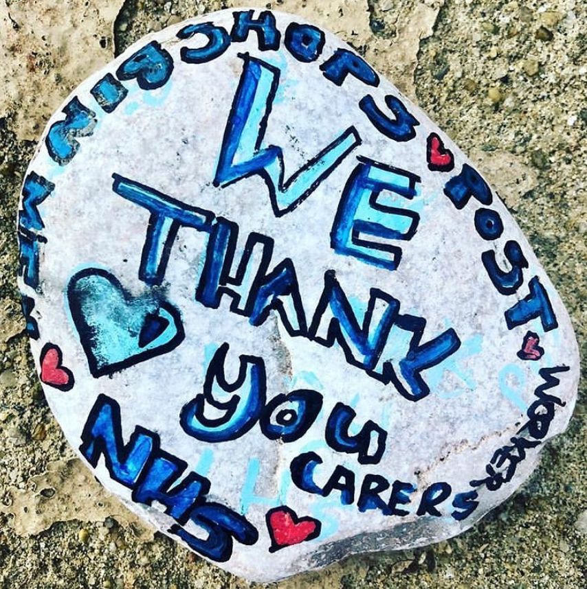 We thank you carers painted on a stone