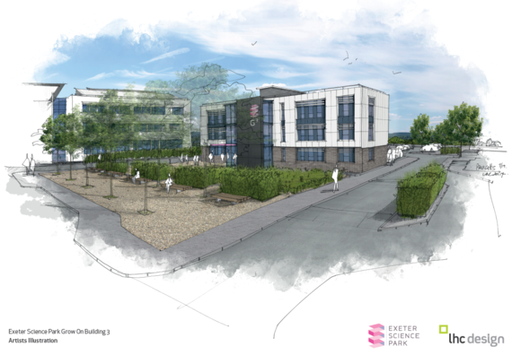 Artist illustration of the Exeter Science Park Grow On Building