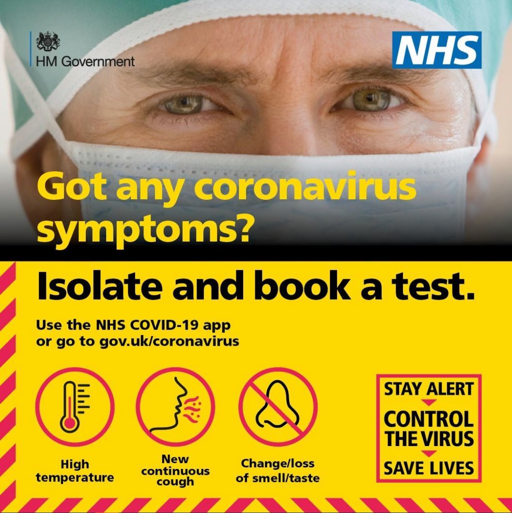 Got any coronavirus symptoms? Isolate and book a test