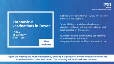 Coronvairus vaccination webinar advert