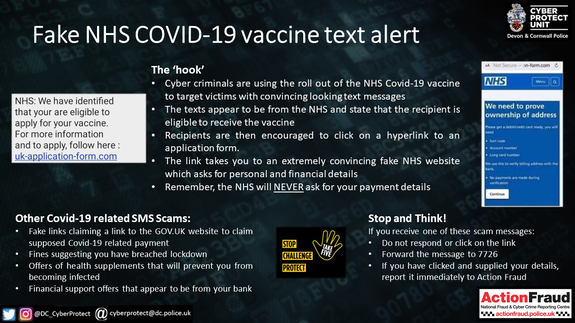Poster with details of vaccination scam