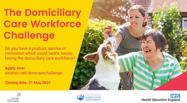 Advert for the challenge with an image of two women and a dog