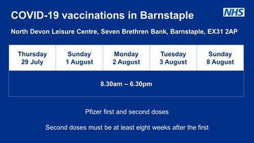 Details of COVID-19 vaccination centre in Barnstaple
