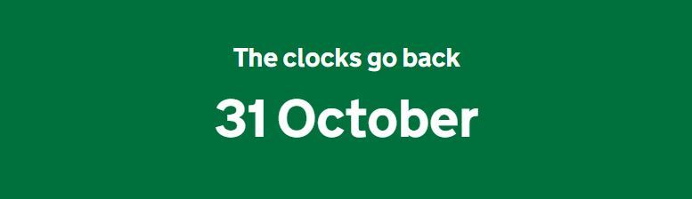 clocks go back 31 October 2021