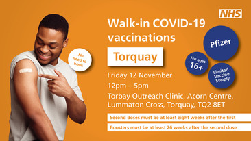 Walk-in Torquay vaccination centre 12 November