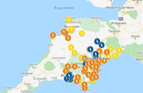 DCE EV charging point map