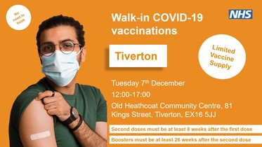 Walk in vaccination center Tiverton