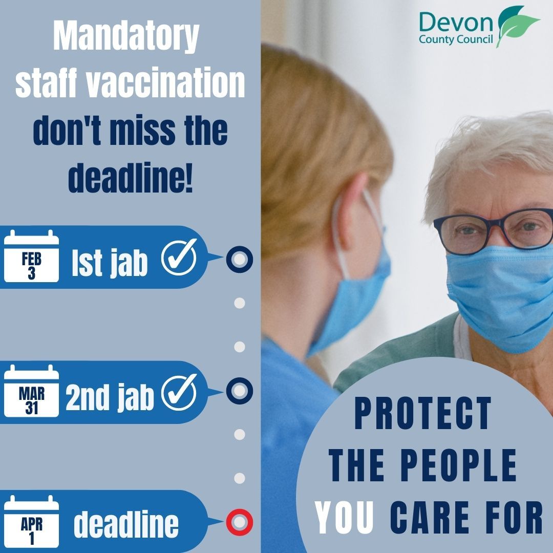 Staff vaccination poster showing dates of deadlines