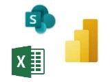 Excel, SharePoint and PowerBI logos