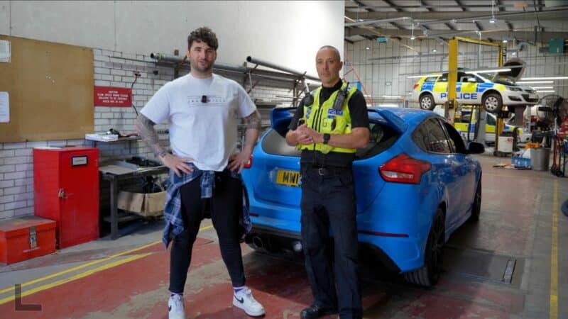 George Chester-Master and Sgt Owen Messenger with Devon and Cornwall Police's new Ford Focus RS