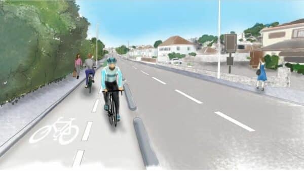 Artist impression of a cyclist on the new South Devon Cycleway