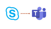 Skype logo with arrow pointing to Teams logo