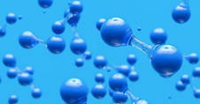 Hydrogen molecules on a blue background