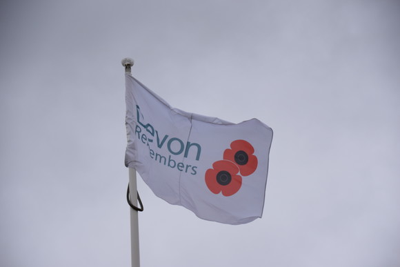 Devon Remembers flag flying at County Hall, Exeter