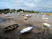 Boats in a tidal harbour in Devon